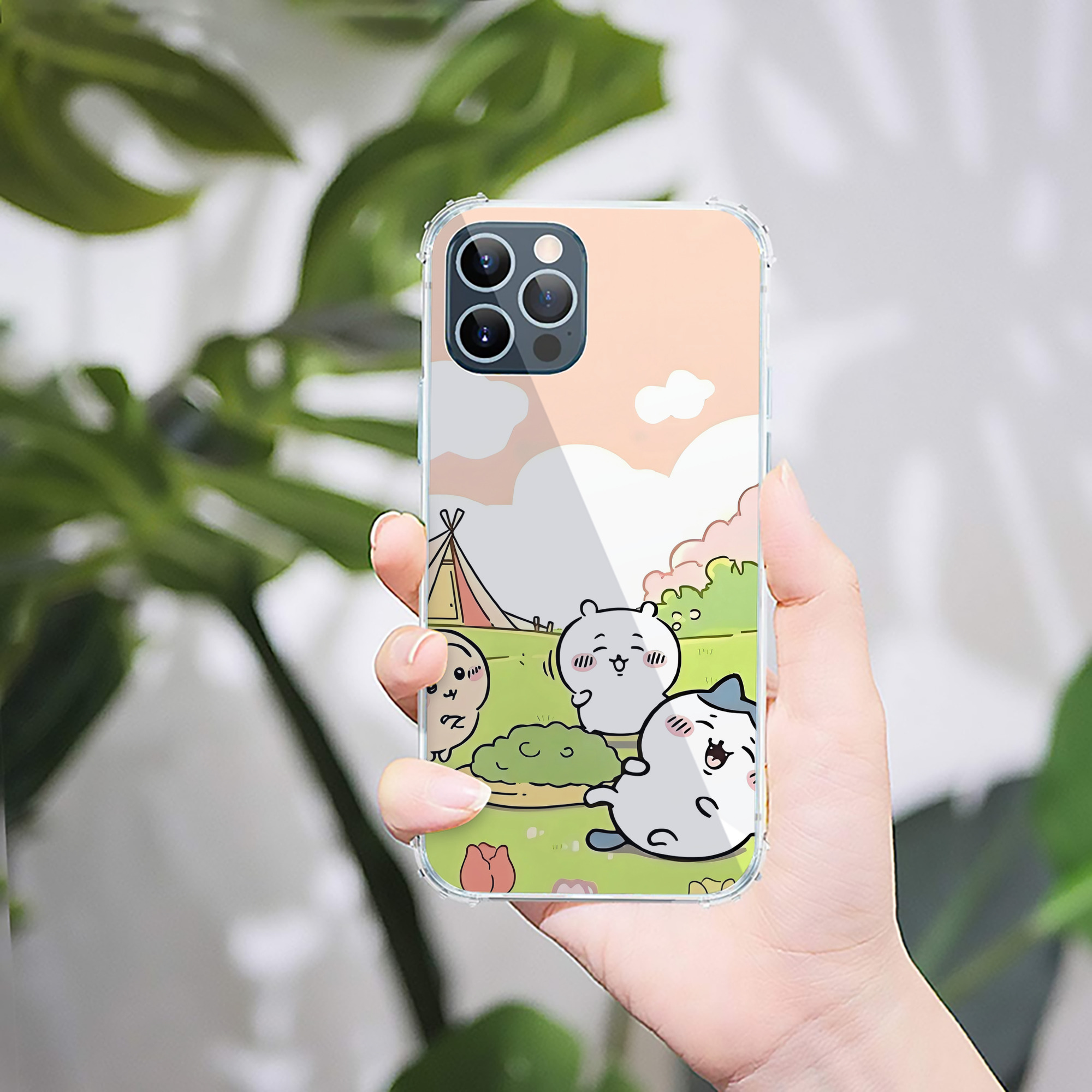 （画像用） ちいかわ Chii-kawa 【iPhone 12シリーズ対応】透明スマホケース（クリアソフトケース）